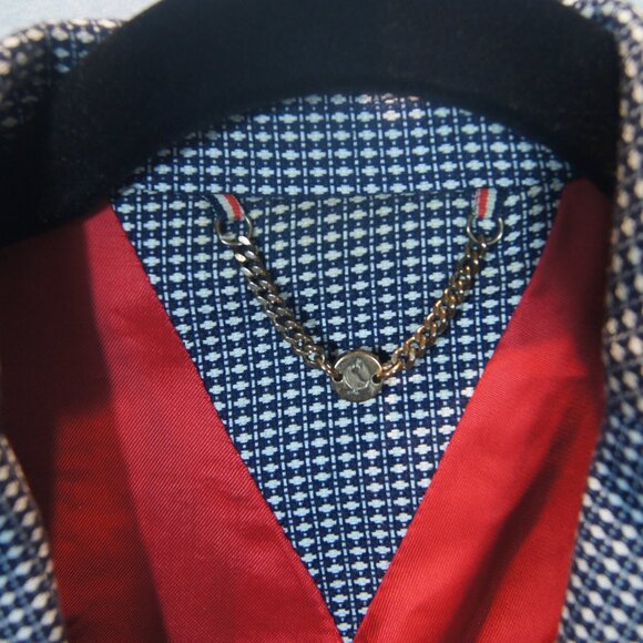 El Ganso Navy Cotton Houndstooth Blazer Size S Spanish Designer Jacket | Size S - Picture 4 of 7